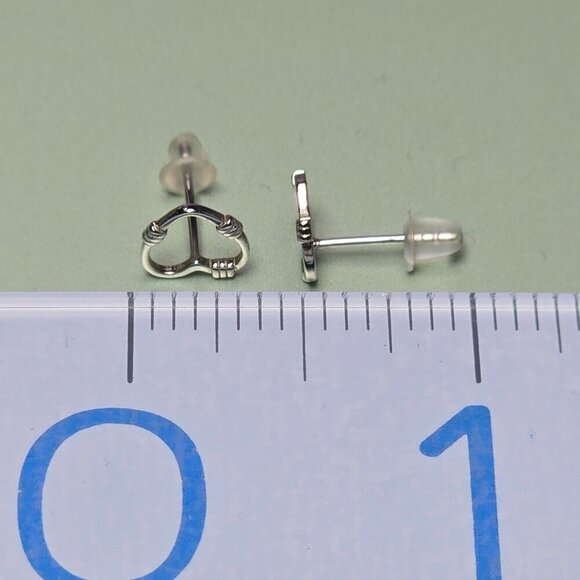 Sterling‎ Silver Heart-Shaped Stud Earrings With Rubber Backings - Picture 2 of 5